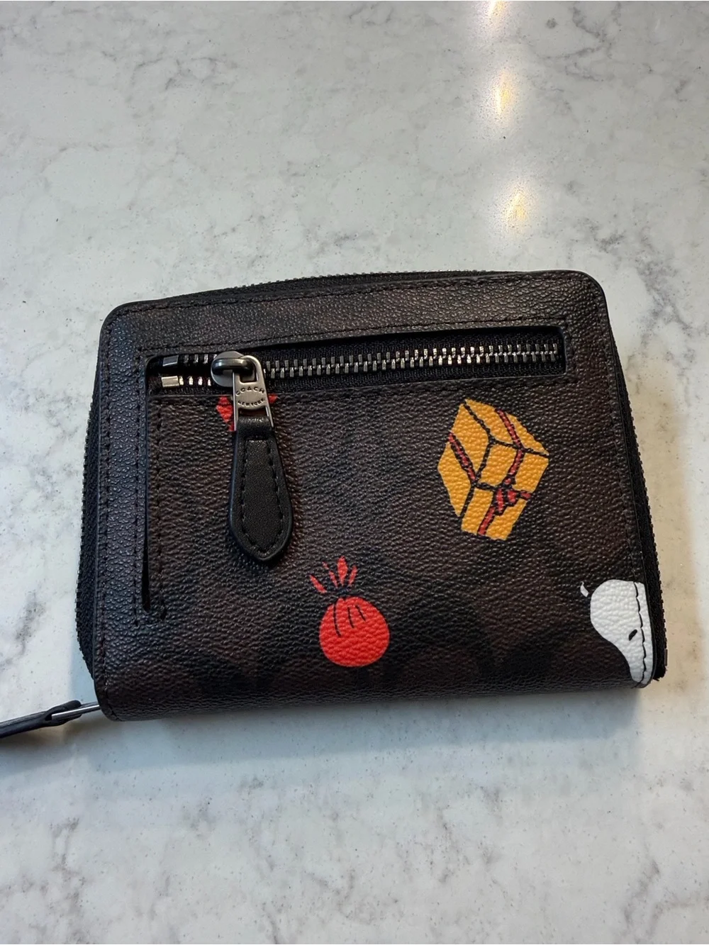 Coach Black Snoopy Holiday Zip Wallet